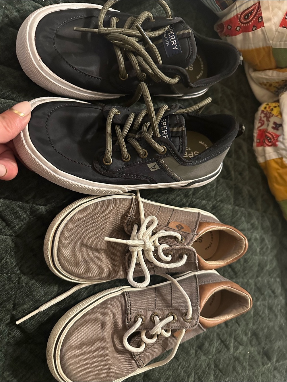 Sperry Kids Navy and Olive Lace-Up Sneakers